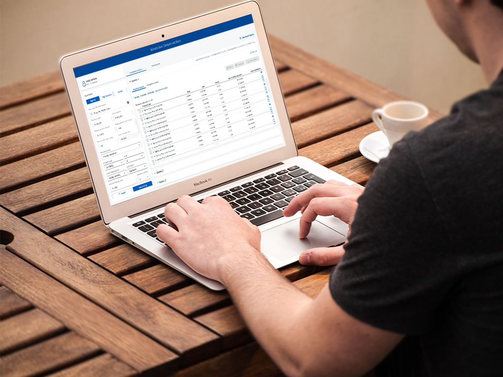 Person working on a laptop using the HLA app