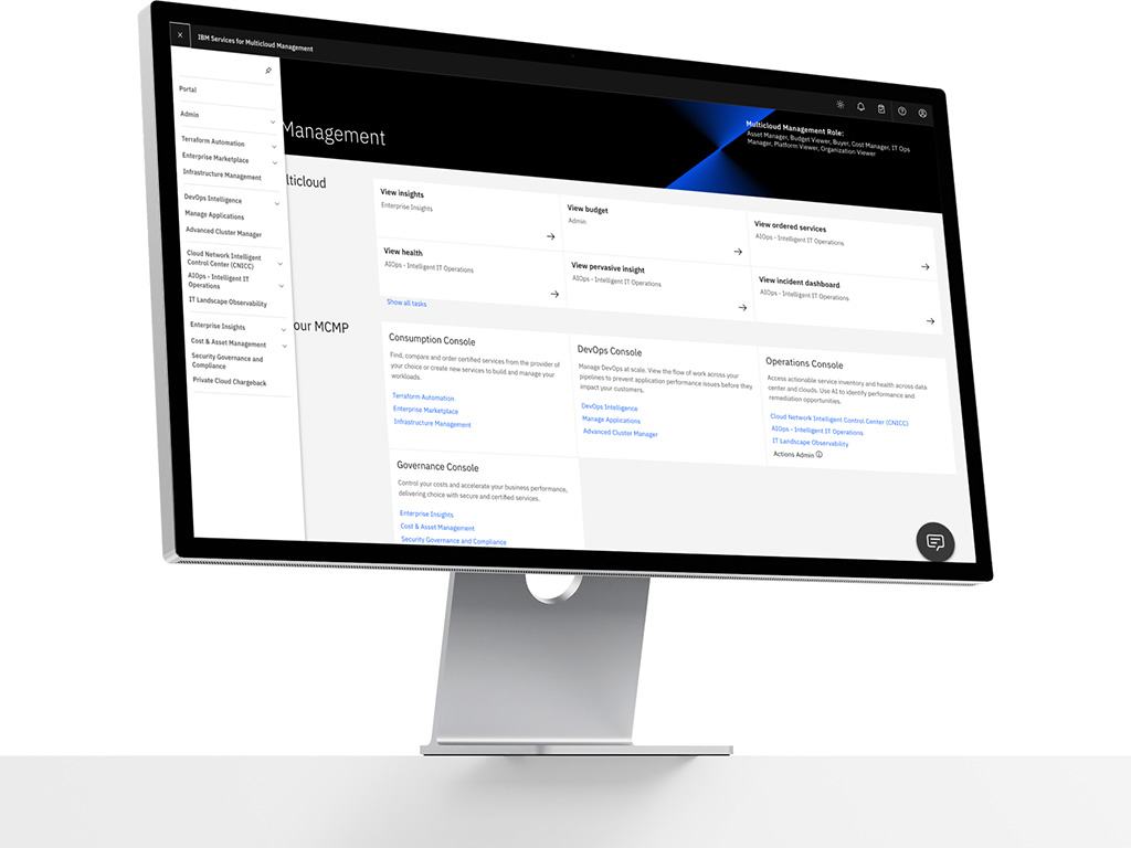 Screen showing an IBM enterprise app interface